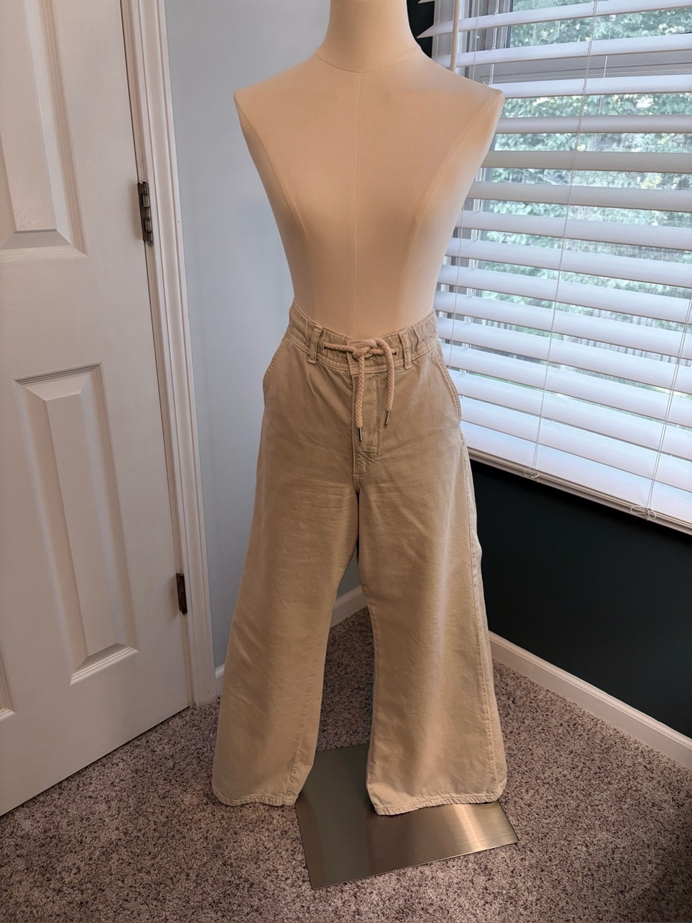 Maeve Colette Wide Leg Denim Drawstring Pants - Light Blue